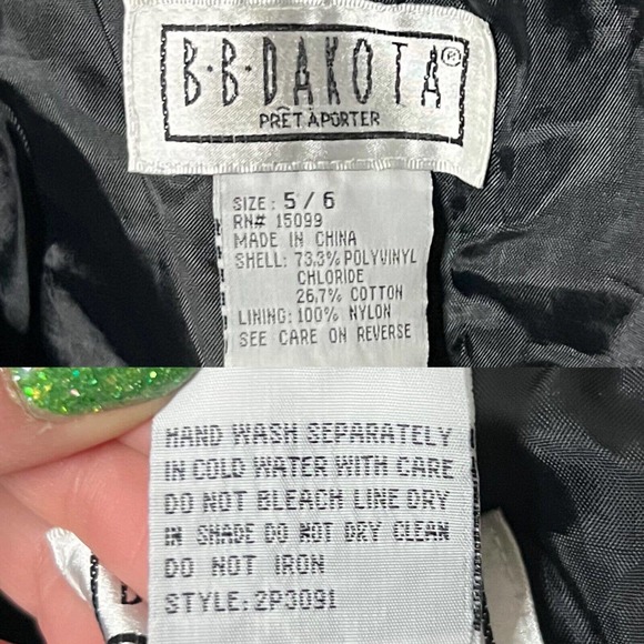 BB Dakota Vintage 90's Junior's Black Faux Leather High Waist Pants Size 5/6 - Picture 11 of 12